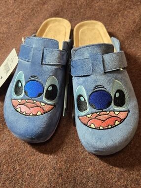 New! Lilo & Stitch Slide On Shoes Size 8 Stitch Blue And Pink Faux Suede